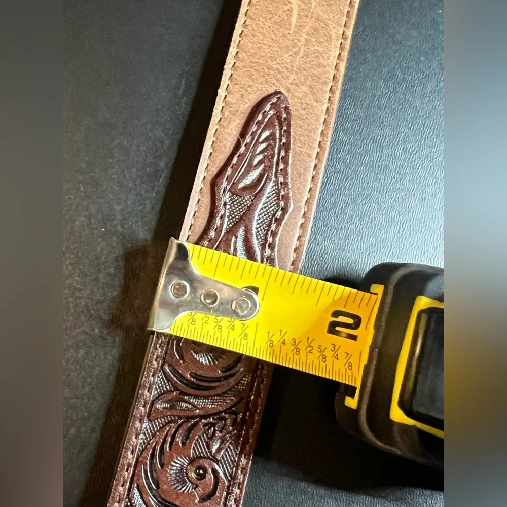 3D Brand 1.25″ Brown Kids’ Western Genuine Leather Belt Bullrider Buckle GUC